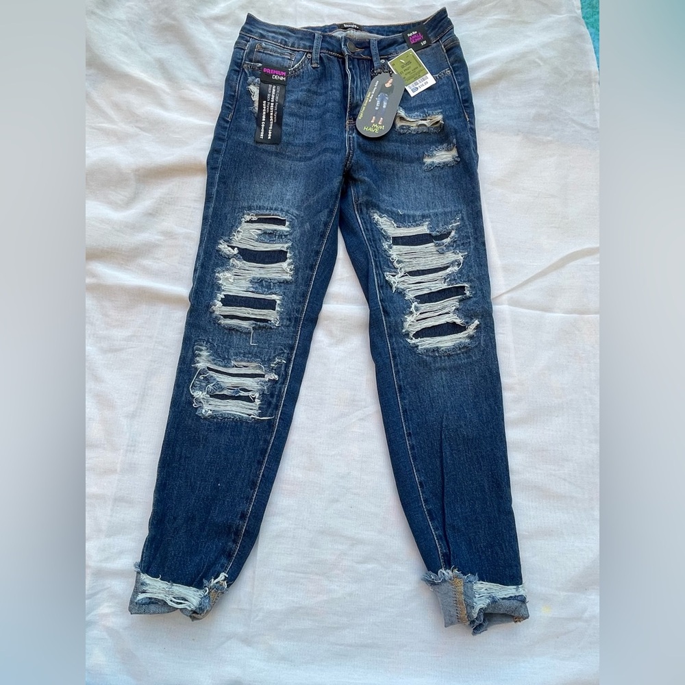 Distressed Blue Jeans